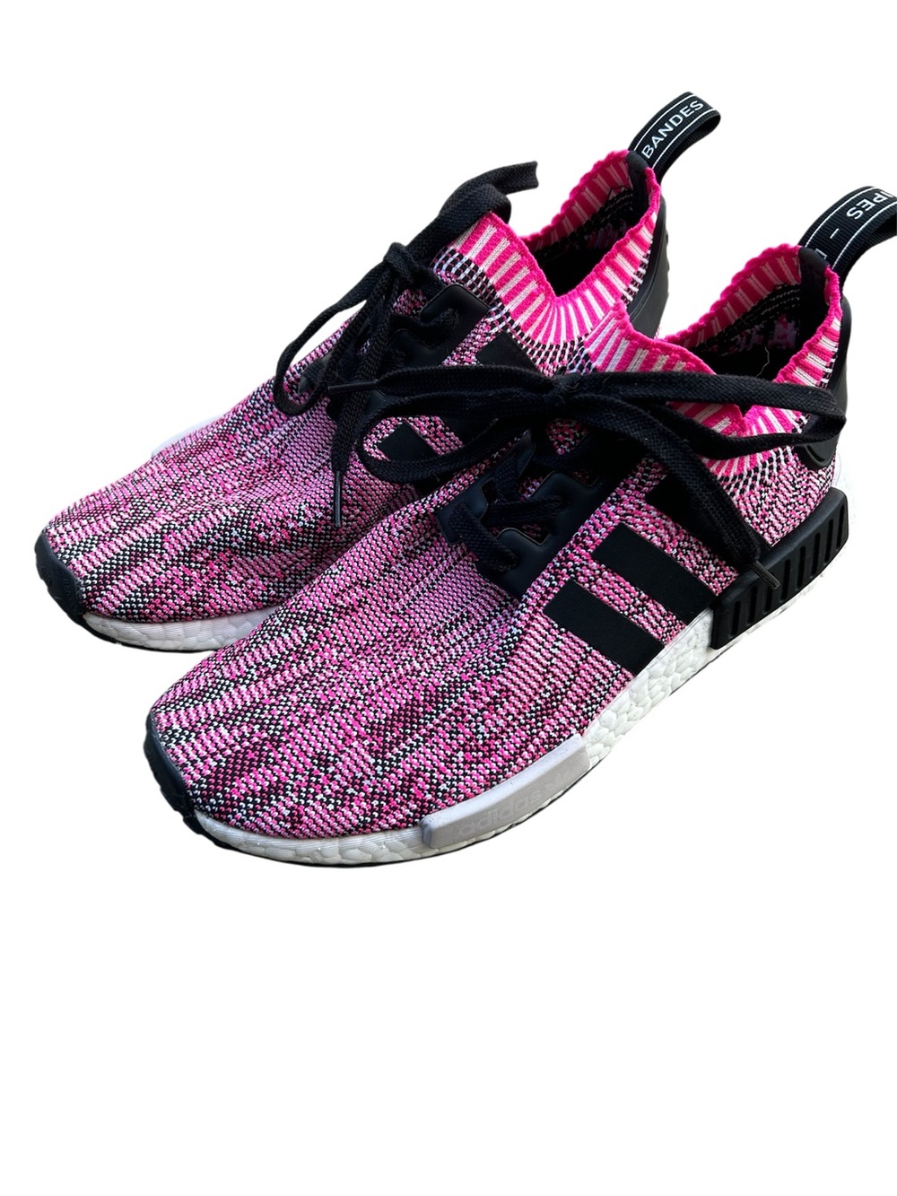 Adidas NMD R1 Primeknit PK Pink Rose Glitch Black BB2363 Womens Sneakers SZ 10